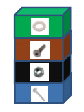 Industrial fasteners sorted in boxes for vision classification