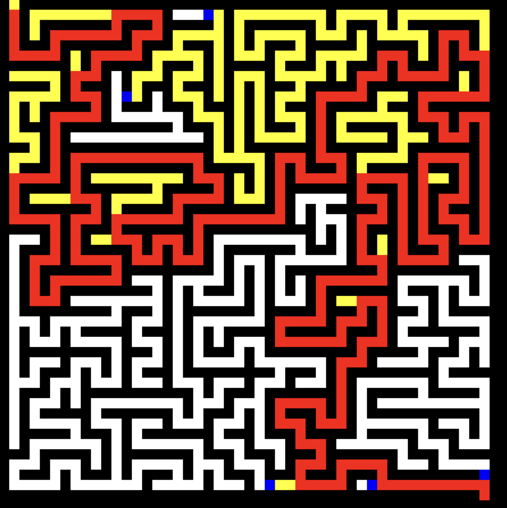 Solved maze with A* path highlighted